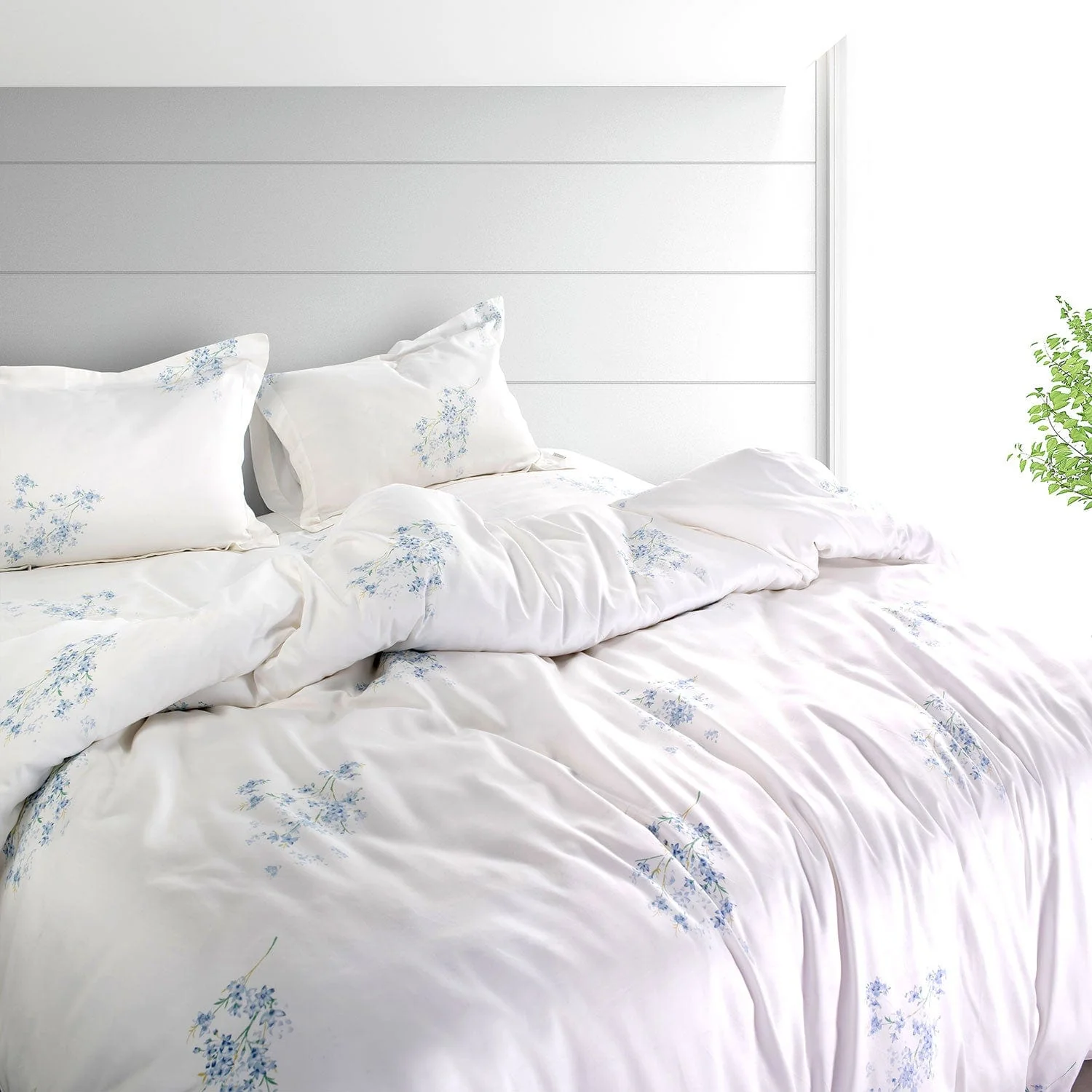 400 Tc 100% Cotton White Prints Bedding Collection - Image 12