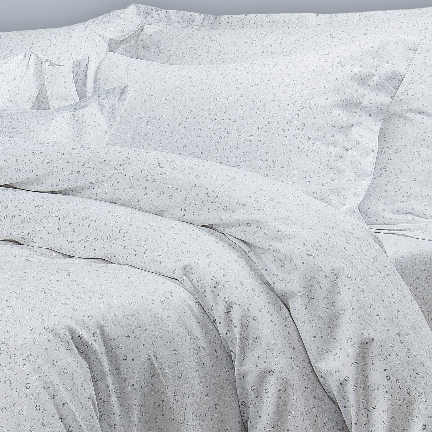 400 Tc 100% Cotton White Prints Bedding Collection - Image 13