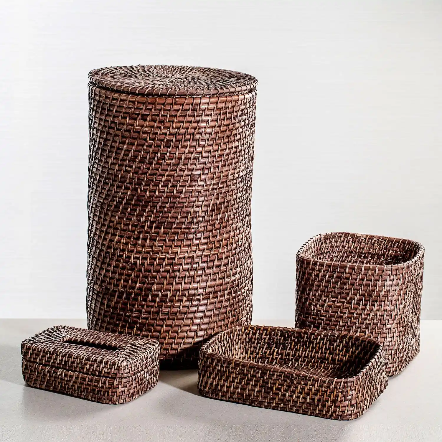 Bamboo Cane Laundry Hamper Cylindrical - Image 18