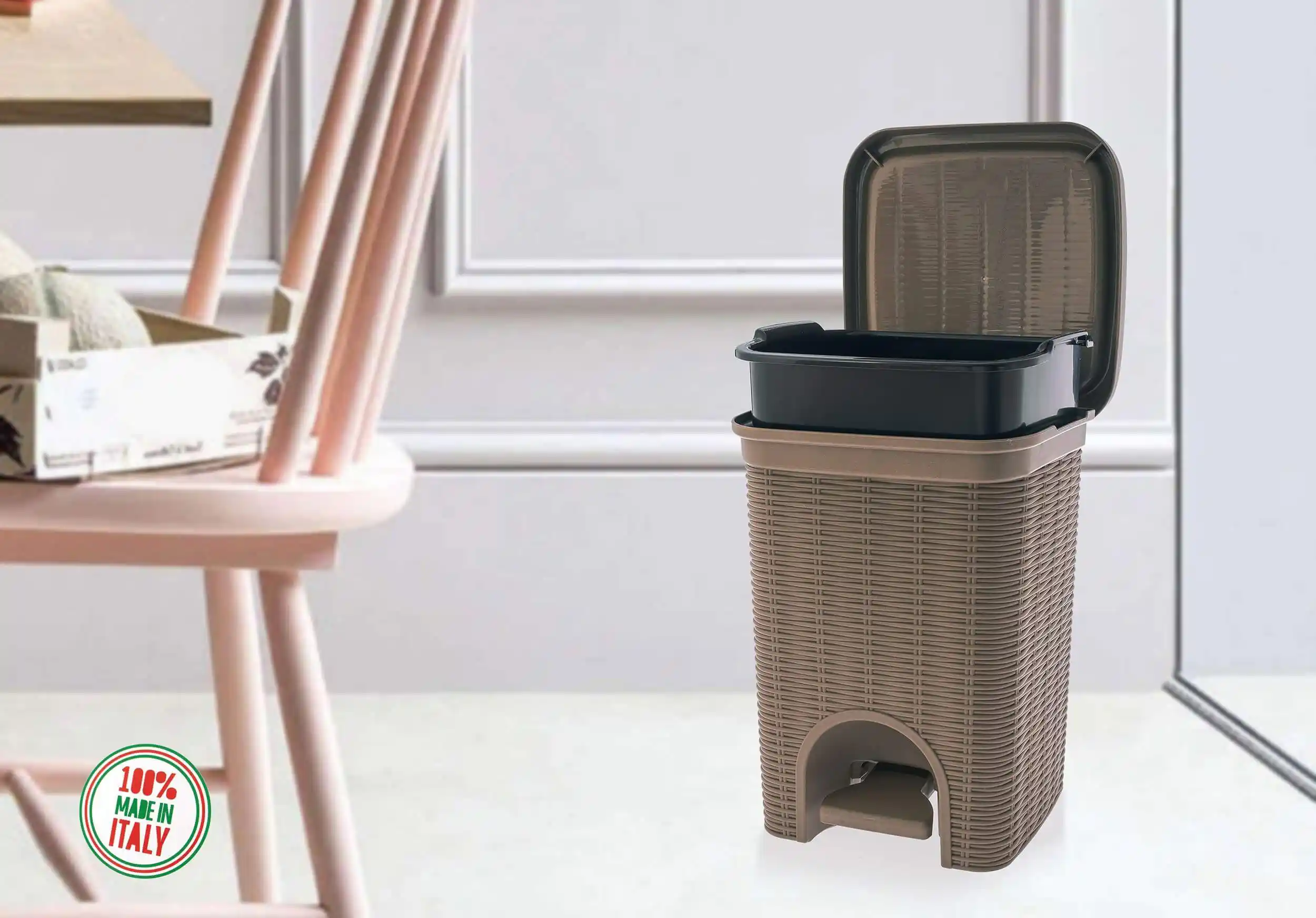 Elegance - Brown 6 Litre Pedal Dustbin With Plastic Bucket Inside For Home, Kitchen, Office Use - Image 4