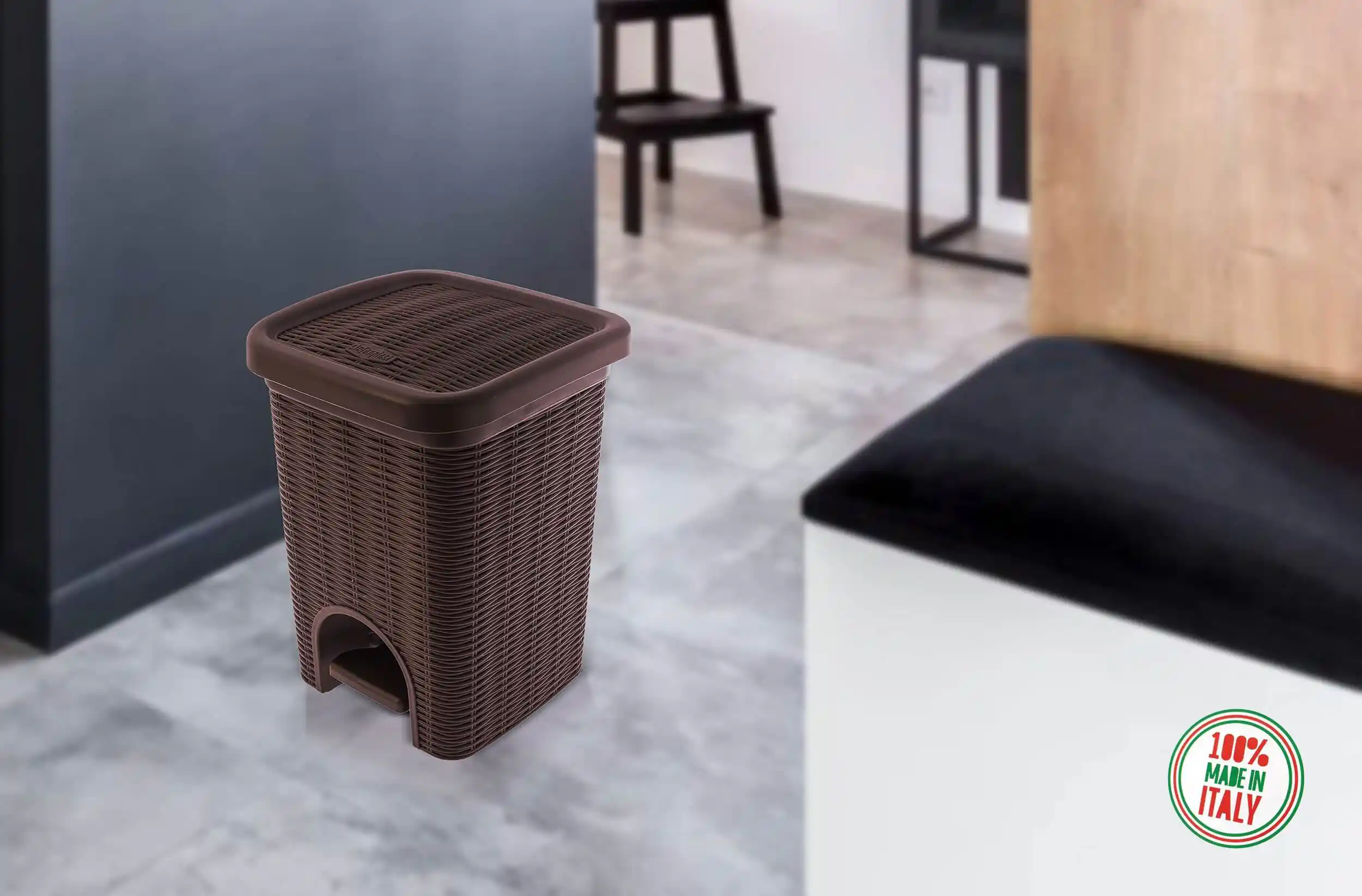 Elegance - Coffee 6 Litre Pedal Dustbin With Plastic Bucket Inside For Home, Kitchen, Office Use - Image 3