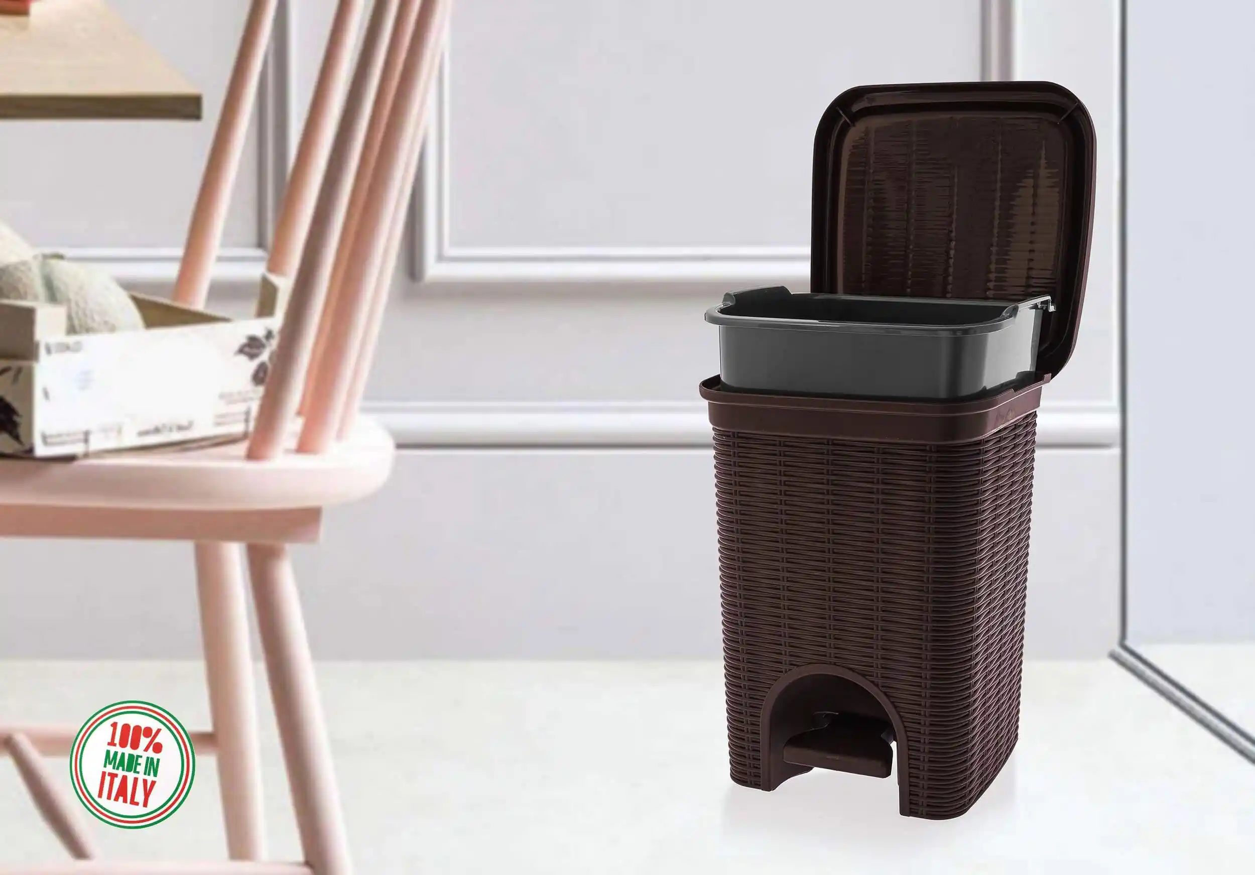 Elegance - Coffee 6 Litre Pedal Dustbin With Plastic Bucket Inside For Home, Kitchen, Office Use - Image 4