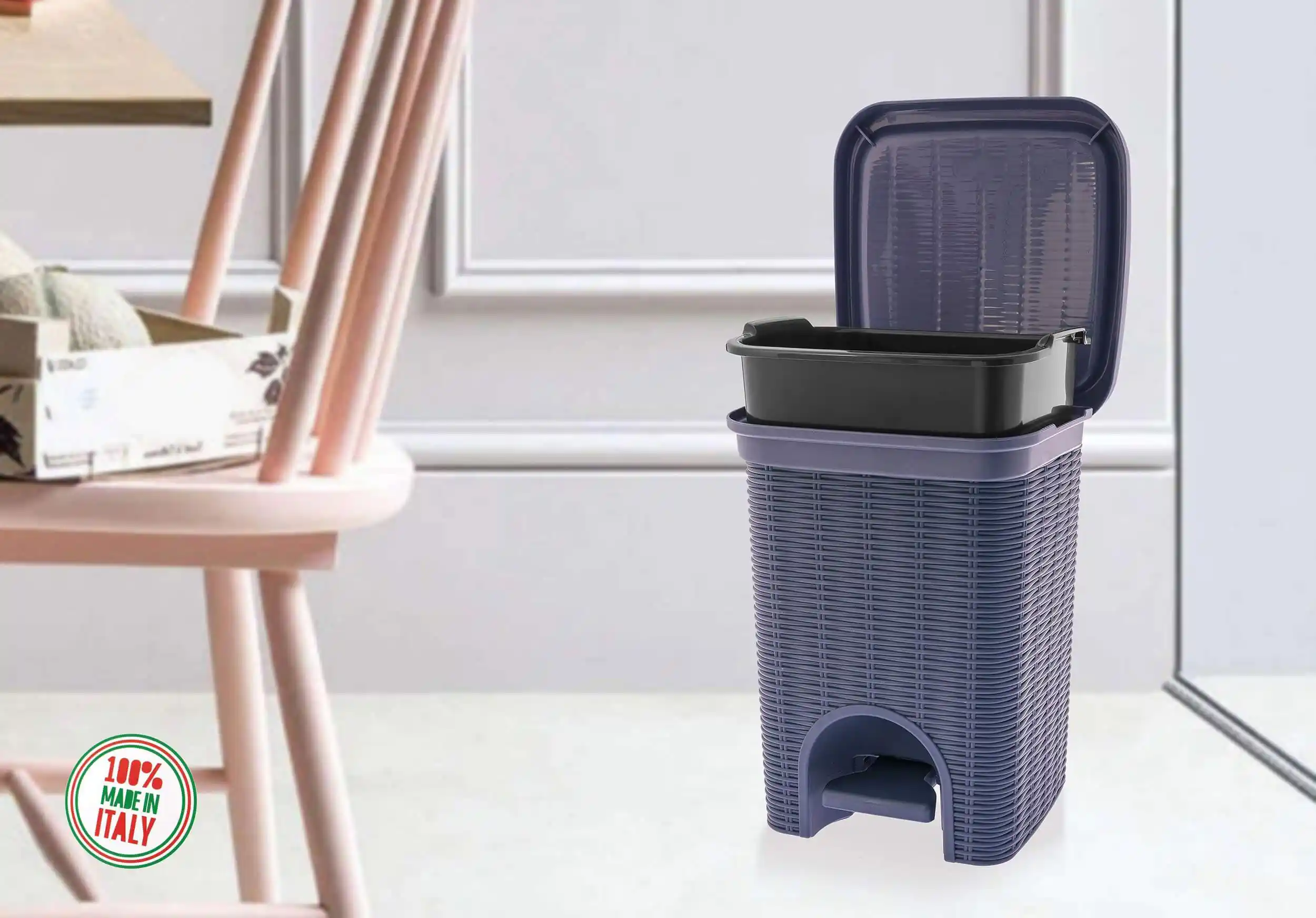 Elegance - Navy Blue 6 Litre Pedal Dustbin With Plastic Bucket Inside For Home, Kitchen, Office Use - Image 4