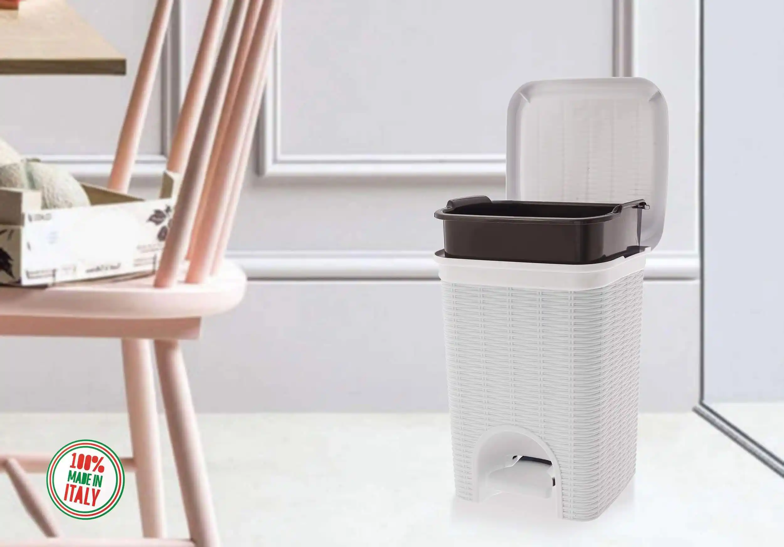 Elegance - White 6 Litre Pedal Dustbin With Plastic Bucket Inside For Home, Kitchen, Office Use - Image 4