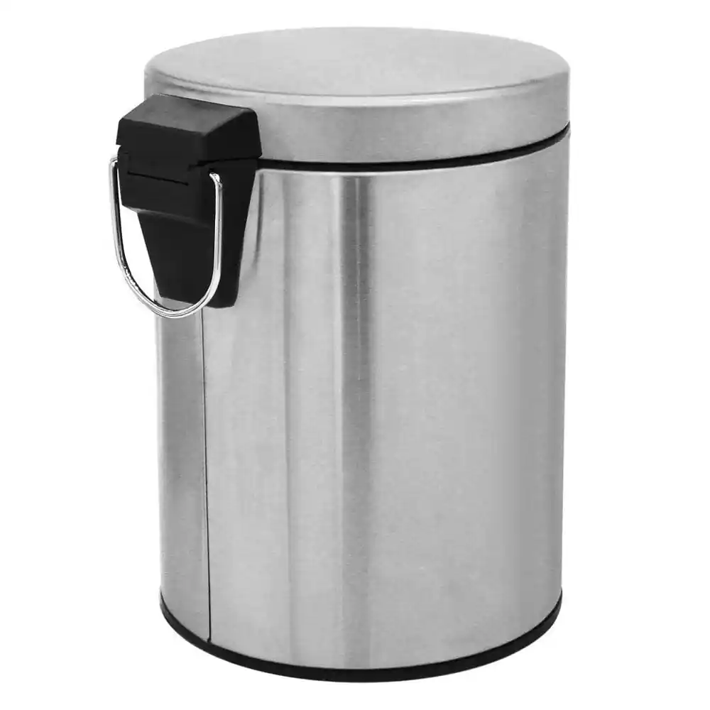 Stainless Steel 5 Litre - Silver Soft Close Pedal Dustbin Matte Finish With Plastic Bucket Inside - Image 3