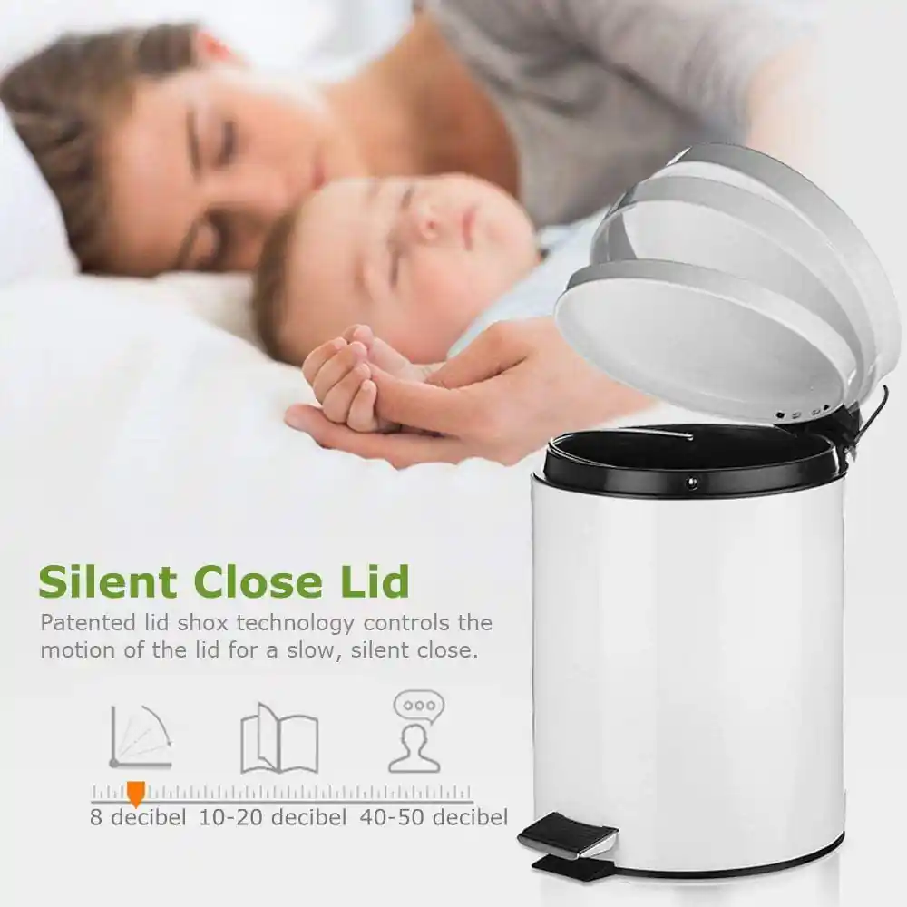 Stainless Steel 5 Litre - Silver Soft Close Pedal Dustbin Matte Finish With Plastic Bucket Inside - Image 5