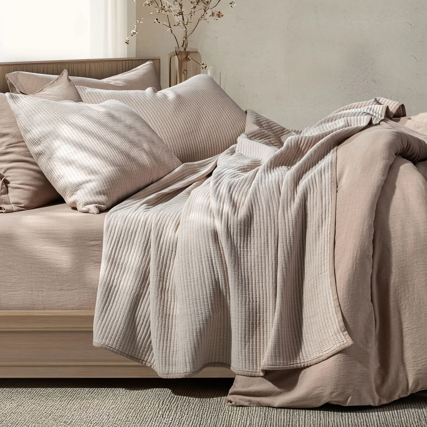 Linen Cotton Quilted Bed Spread Set – Lightweight All-Season Comfort - Image 17