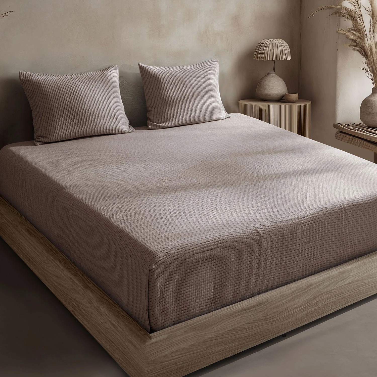 Linen Cotton Quilted Bed Spread Set – Lightweight All-Season Comfort - 3pcs Set - Image 20