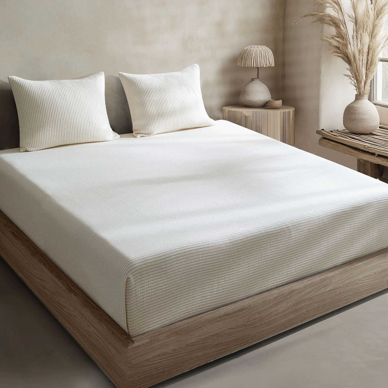 Linen Cotton Quilted Bed Spread Set – Lightweight All-Season Comfort - 3pcs Set - Image 3