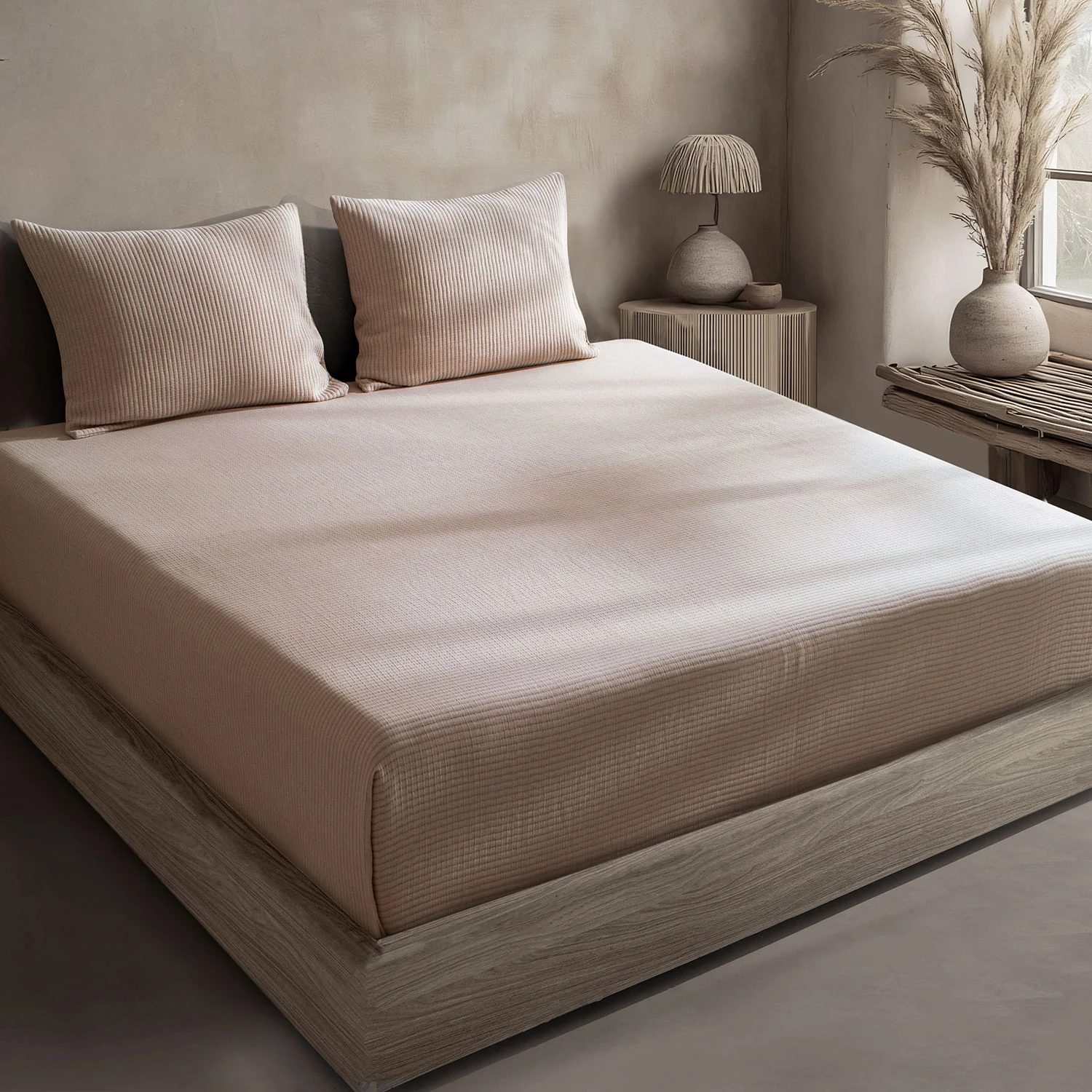 Linen Cotton Quilted Bed Spread Set – Lightweight All-Season Comfort - 3pcs Set - Image 8