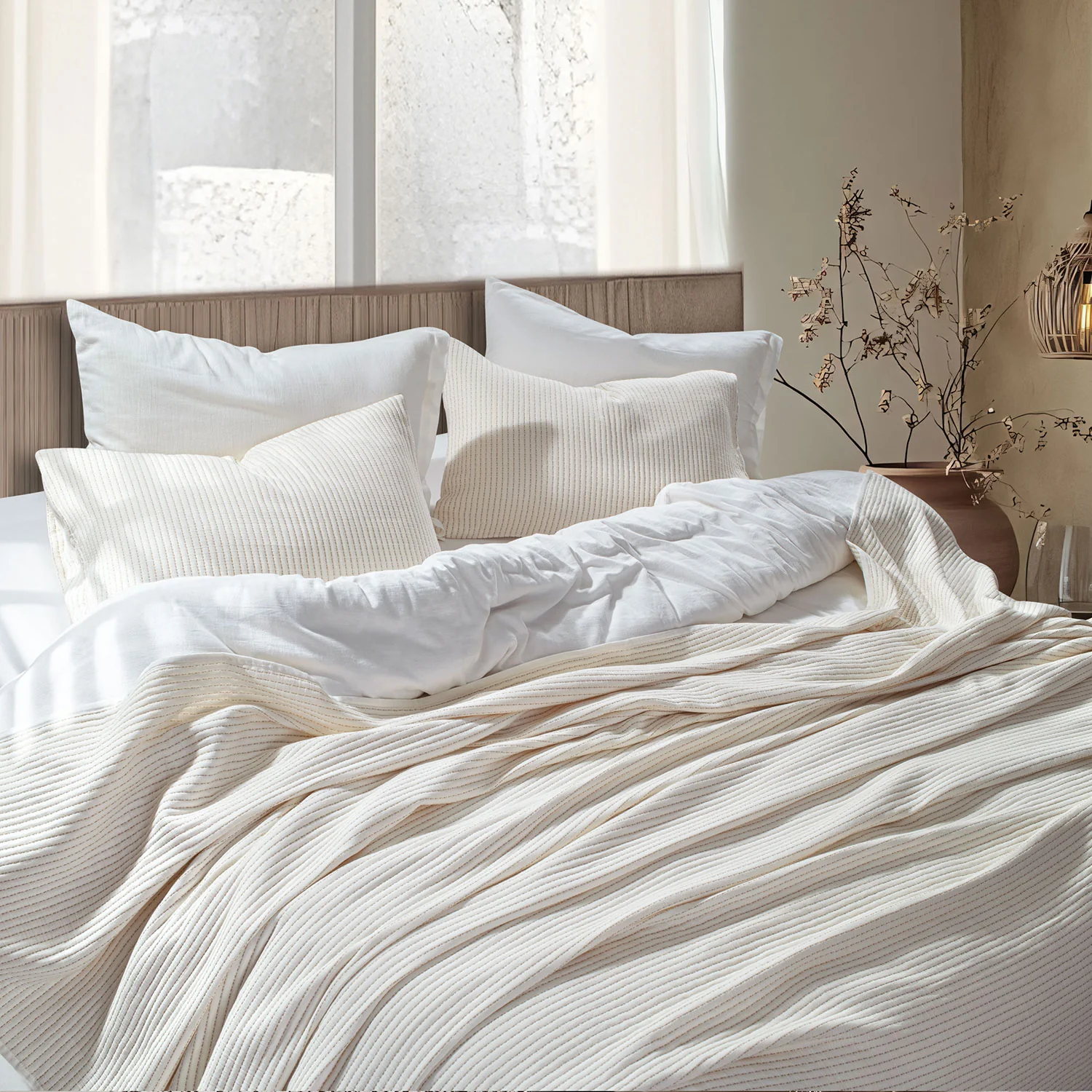 Linen Cotton Quilted Bed Spread Set – Lightweight All-Season Comfort - 3pcs Set - Image 5