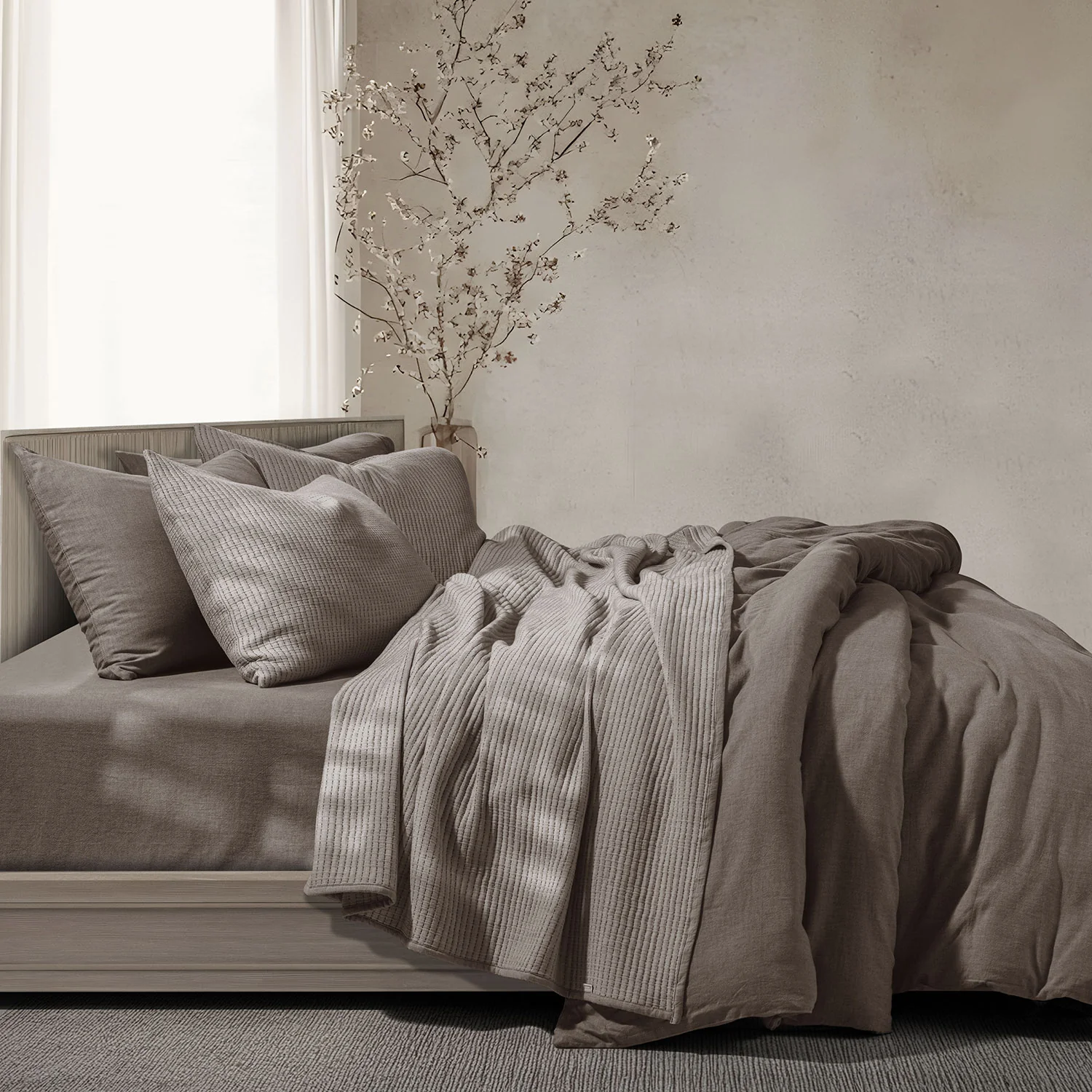 Linen Cotton Quilted Bed Spread Set – Lightweight All-Season Comfort - 3pcs Set - Image 19