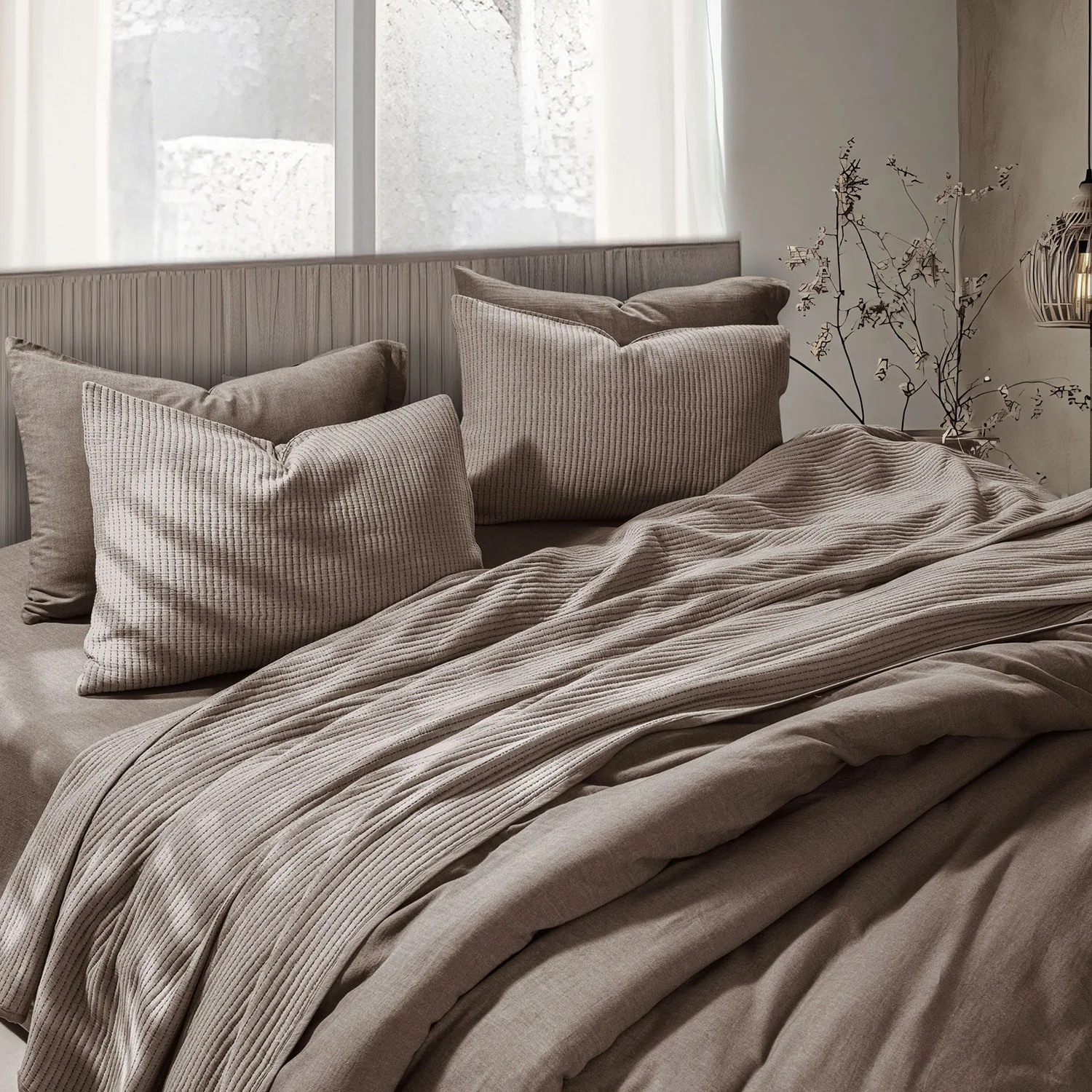 Linen Cotton Quilted Bed Spread Set – Lightweight All-Season Comfort - 3pcs Set - Image 23